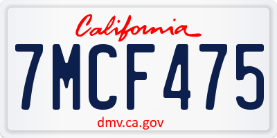 CA license plate 7MCF475