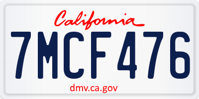 CA license plate 7MCF476