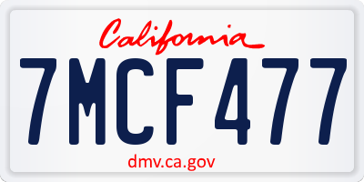 CA license plate 7MCF477