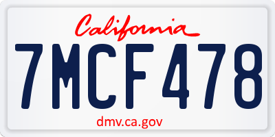CA license plate 7MCF478