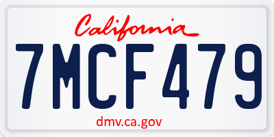 CA license plate 7MCF479