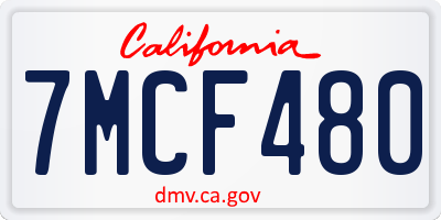 CA license plate 7MCF480