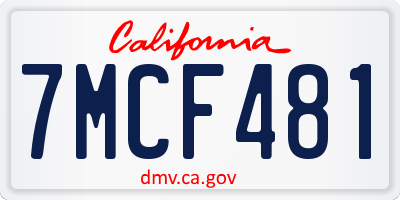 CA license plate 7MCF481