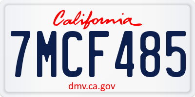 CA license plate 7MCF485