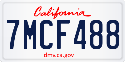 CA license plate 7MCF488