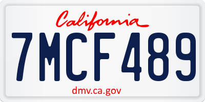 CA license plate 7MCF489