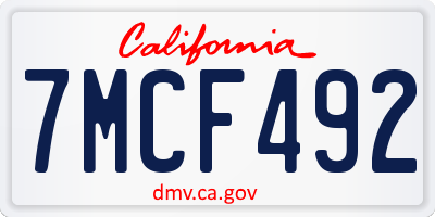 CA license plate 7MCF492