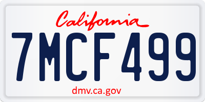 CA license plate 7MCF499