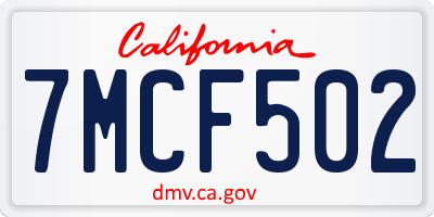 CA license plate 7MCF502