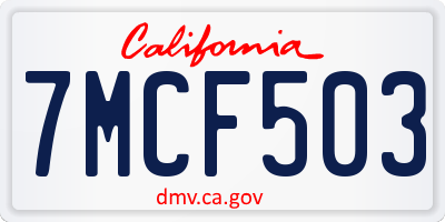 CA license plate 7MCF503