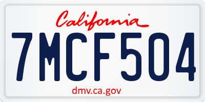 CA license plate 7MCF504