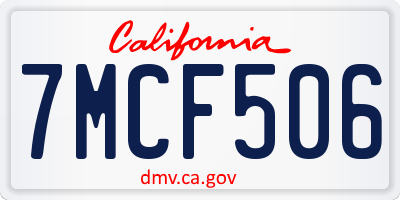 CA license plate 7MCF506