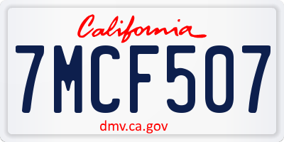 CA license plate 7MCF507