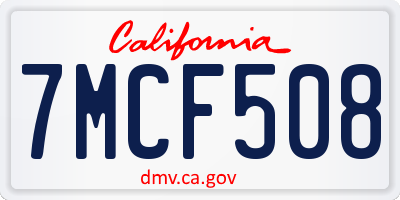 CA license plate 7MCF508