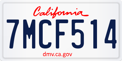CA license plate 7MCF514