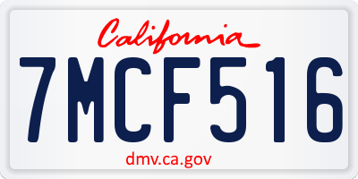 CA license plate 7MCF516