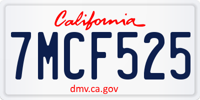 CA license plate 7MCF525