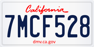 CA license plate 7MCF528