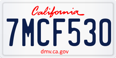 CA license plate 7MCF530