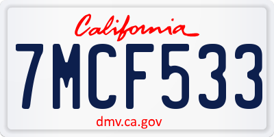 CA license plate 7MCF533