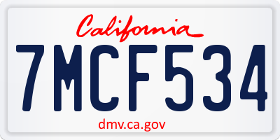 CA license plate 7MCF534