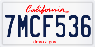 CA license plate 7MCF536