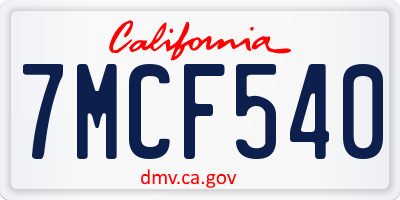 CA license plate 7MCF540