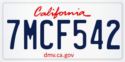 CA license plate 7MCF542