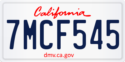CA license plate 7MCF545