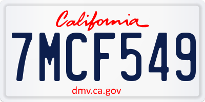 CA license plate 7MCF549