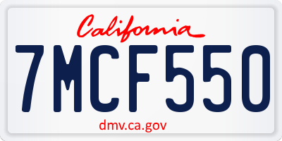 CA license plate 7MCF550