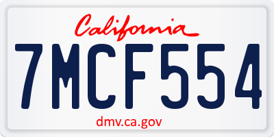 CA license plate 7MCF554