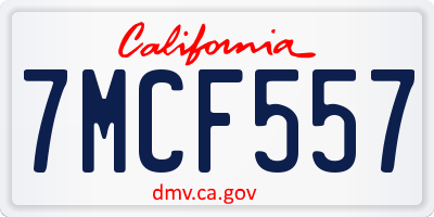 CA license plate 7MCF557