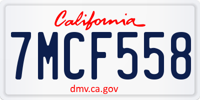 CA license plate 7MCF558