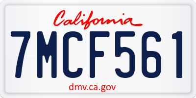 CA license plate 7MCF561