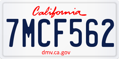 CA license plate 7MCF562