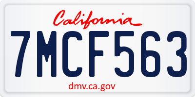 CA license plate 7MCF563
