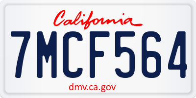 CA license plate 7MCF564