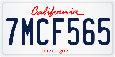 CA license plate 7MCF565