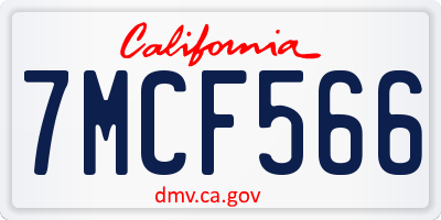 CA license plate 7MCF566