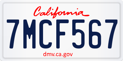 CA license plate 7MCF567