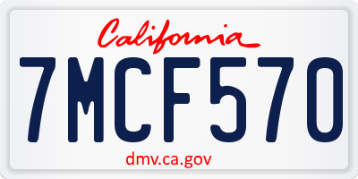 CA license plate 7MCF570