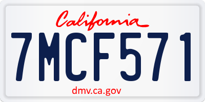 CA license plate 7MCF571