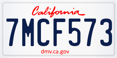 CA license plate 7MCF573