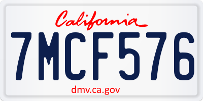 CA license plate 7MCF576