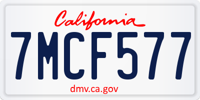 CA license plate 7MCF577