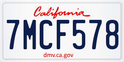 CA license plate 7MCF578