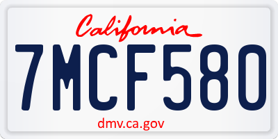CA license plate 7MCF580