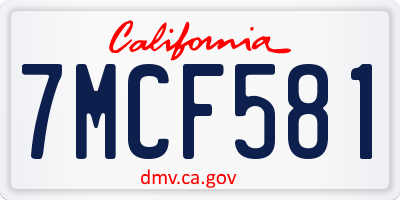CA license plate 7MCF581