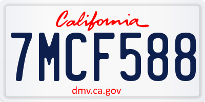 CA license plate 7MCF588